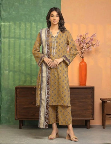 Unstitched Edenrobe Printed Linen 3-Pc 07