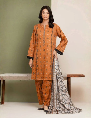 Unstitched Edenrobe Printed Linen 3-Pc 10