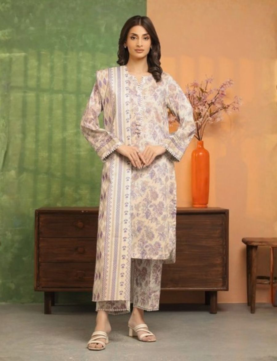 Unstitched Edenrobe Printed Linen 3-Pc 09