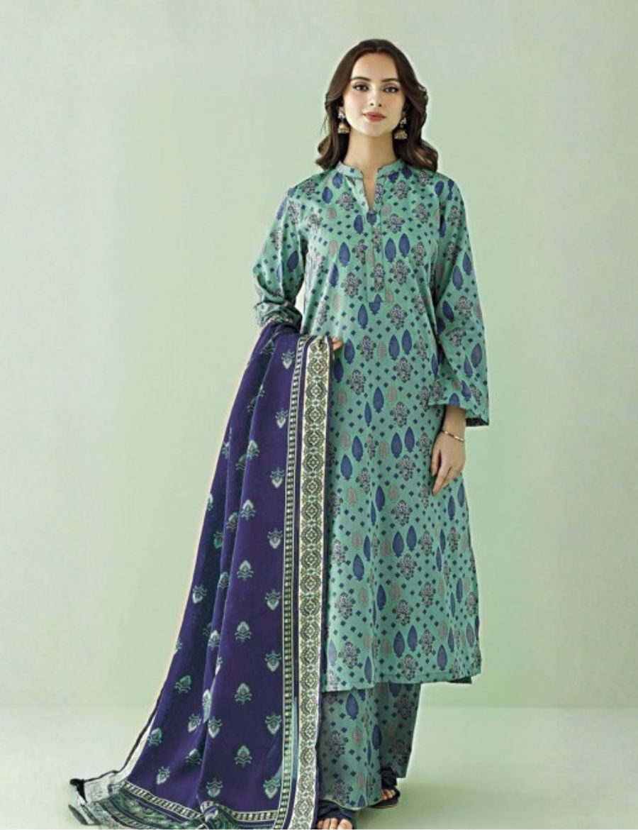 Unstitched Edenrobe Printed Linen 3-Pc 06