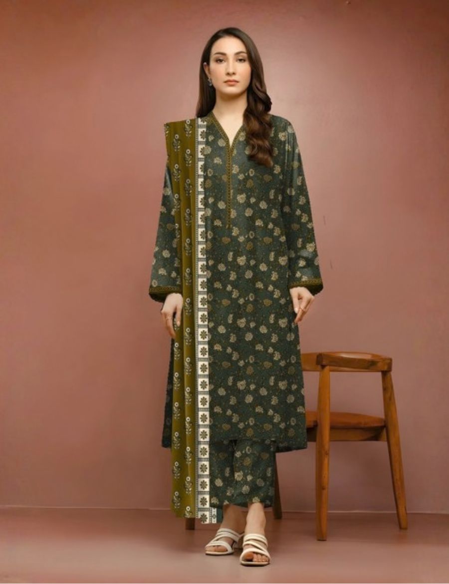 Unstitched Edenrobe Printed Linen 3-Pc 04