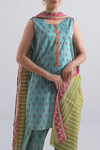 Unstitched Saya Printed Linen 3-Pc 09