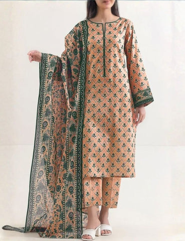 Unstitched Saya Printed Linen 3-Pc 03