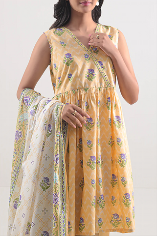 Unstitched Saya Printed Linen 3-Pc 02