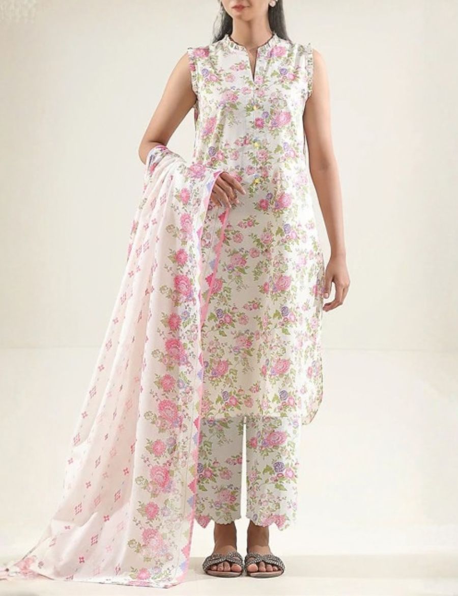Unstitched Saya Printed Linen 3-Pc 04