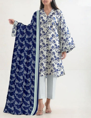 Unstitched Saya Printed Linen 3-Pc 06