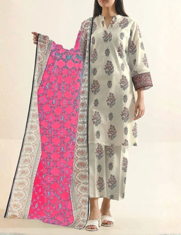 Unstitched Saya Printed Linen 3-Pc 08