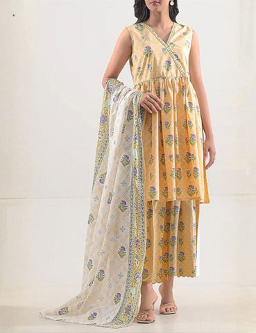 Unstitched Saya Printed Linen 3-Pc 02