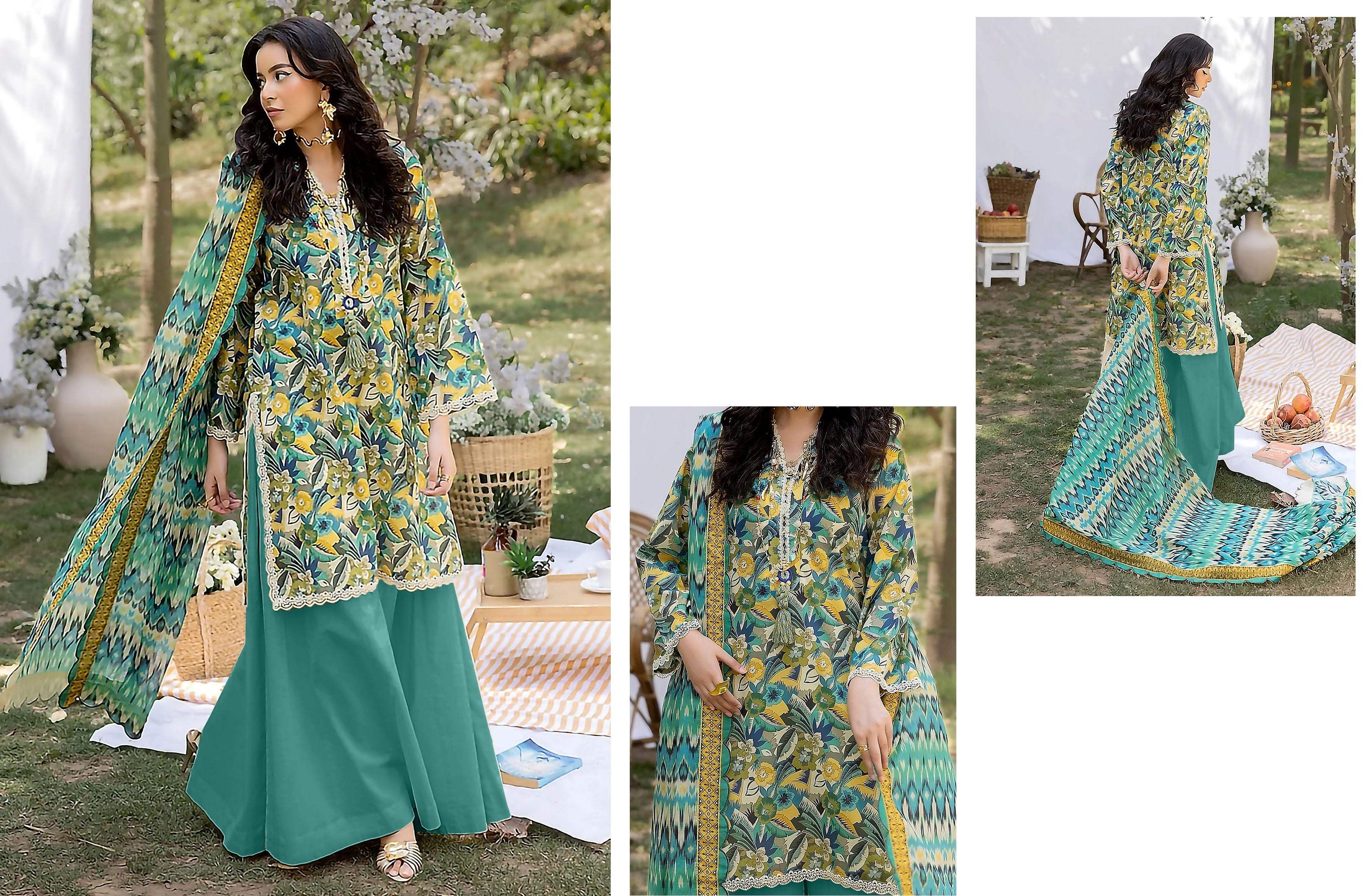 Set of gul ahmed Printed linen 3PC