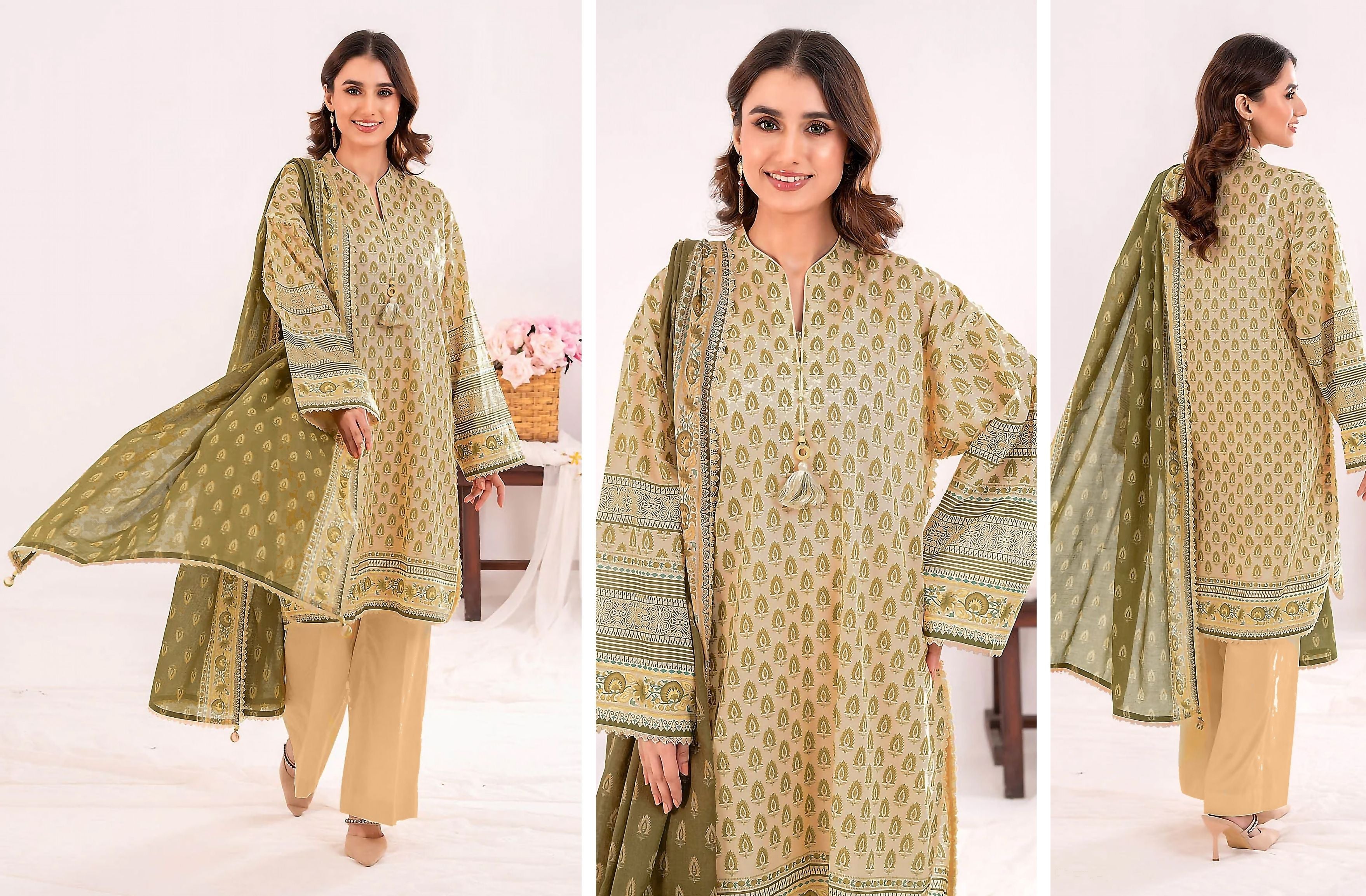 Set of gul ahmed Printed linen 3PC