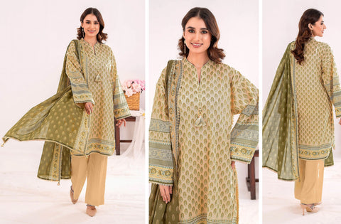 Set of gul ahmed Printed linen 3PC