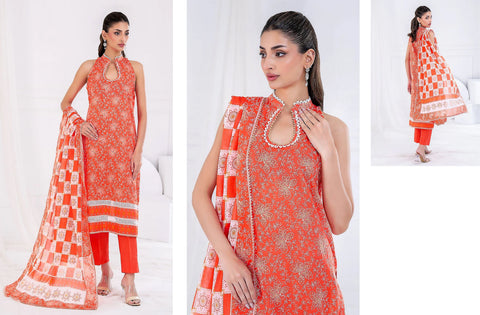 Set of gul ahmed Printed linen 3PC