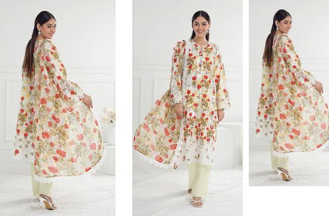 Set of gul ahmed Printed linen 3PC