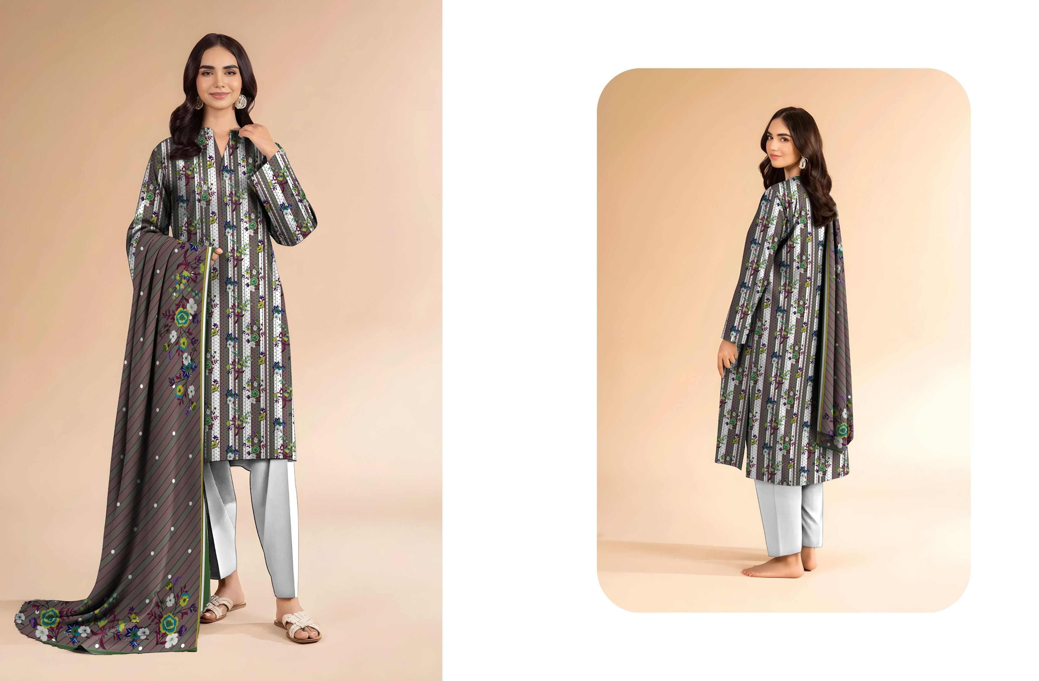 Set of gul ahmed Printed linen 3PC
