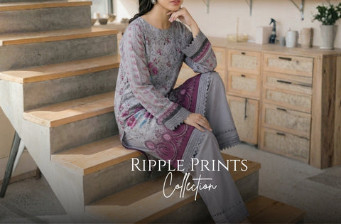 Set of Ripple Emb Print Lawn 2Pc