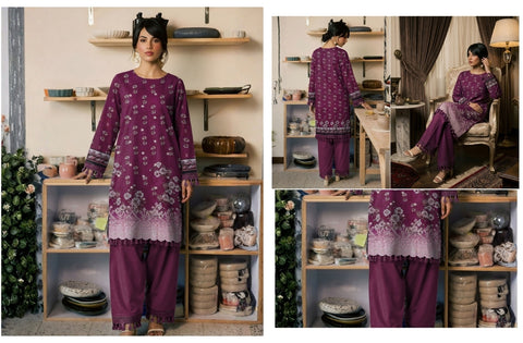 Set of Ripple Emb Print Lawn 2Pc