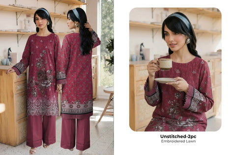 Set of Ripple Emb Print Lawn 2Pc