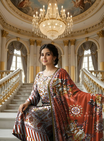 Bareeza Printed Lawn 3PC 7326