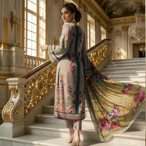 Bareeza Printed Lawn 3PC 7323