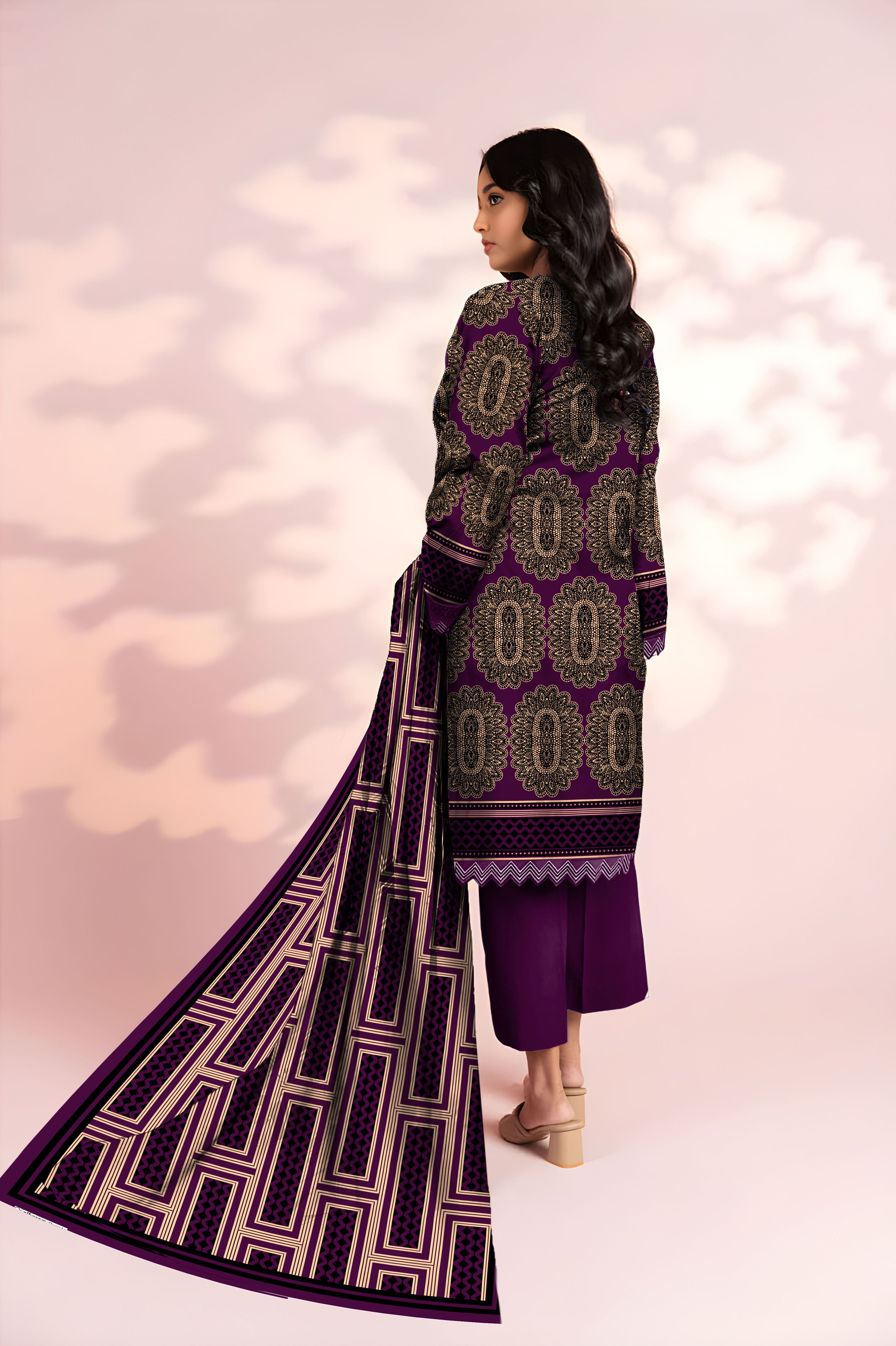 Alkaram Unstitched Printed Vintex Peach 3pc