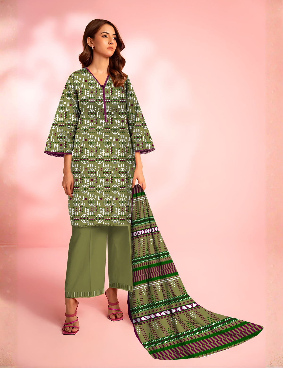 Alkaram Unstitched Printed Vintex Peach 3pc