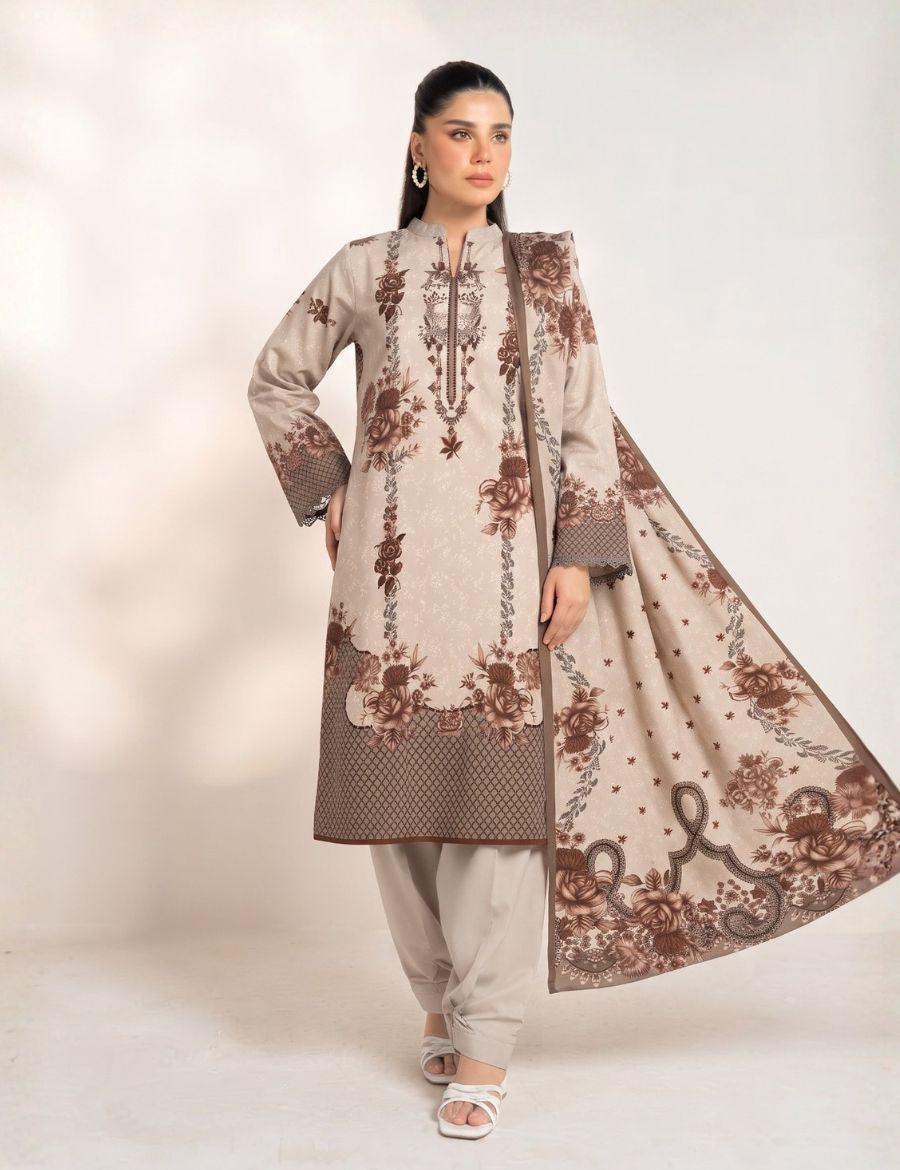 Unstitched Alkaram Studio Printed Khaddar 3-Pc AS1