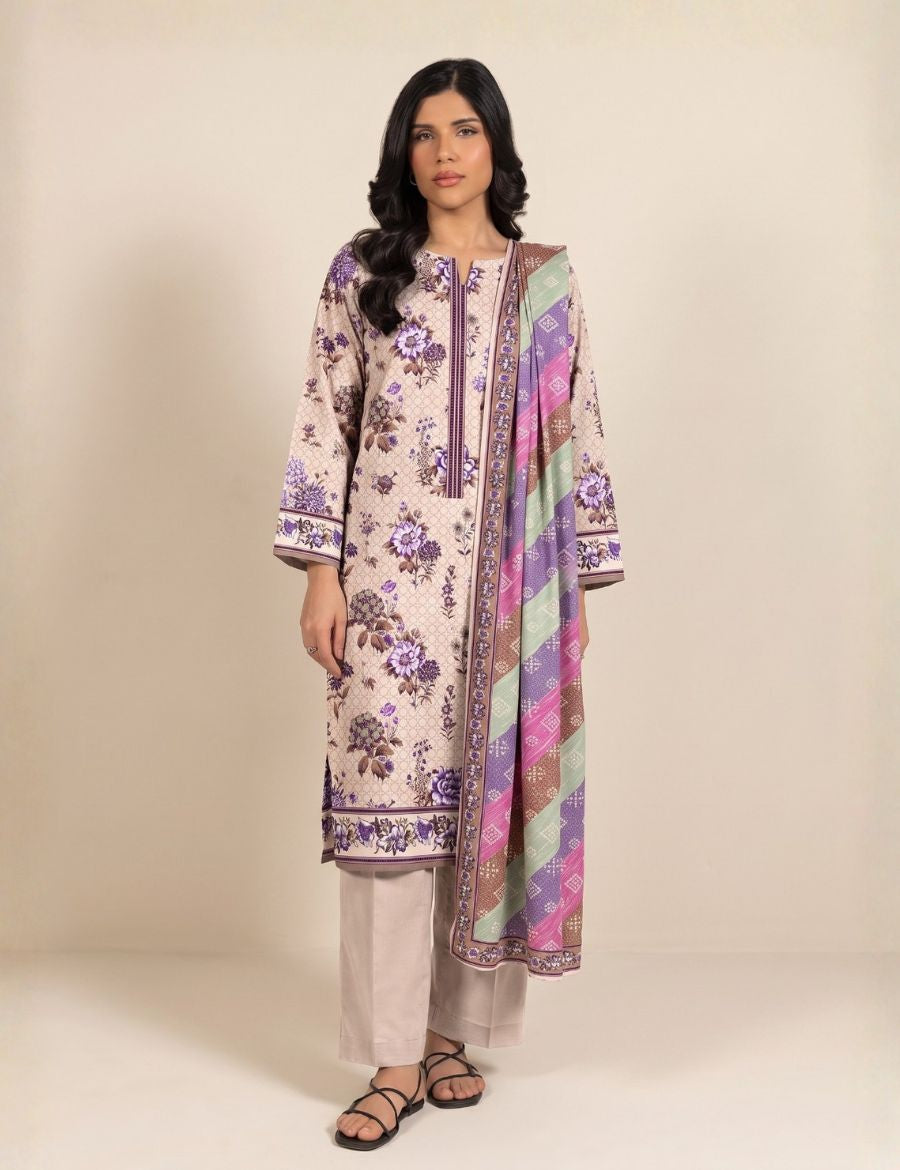 Unstitched Alkaram Studio Printed Khaddar 3-Pc AS4