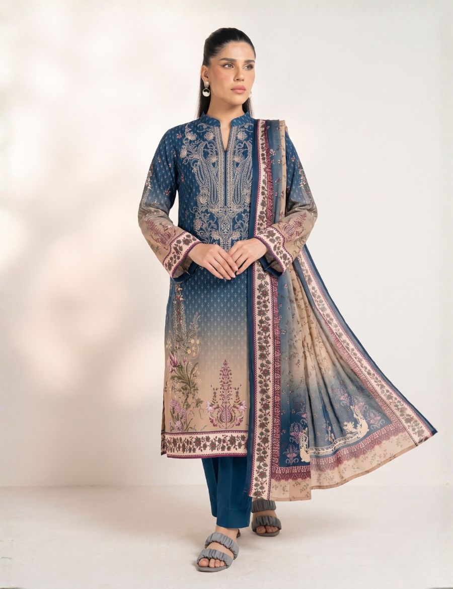 Unstitched Alkaram Studio Printed Khaddar 3-Pc AS5