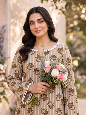 Unstitched Bareeza Printed Silk 2-Pc PR-8259