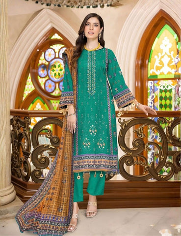 Unstitched Bareeza Printed Linen 3-Pc D#09