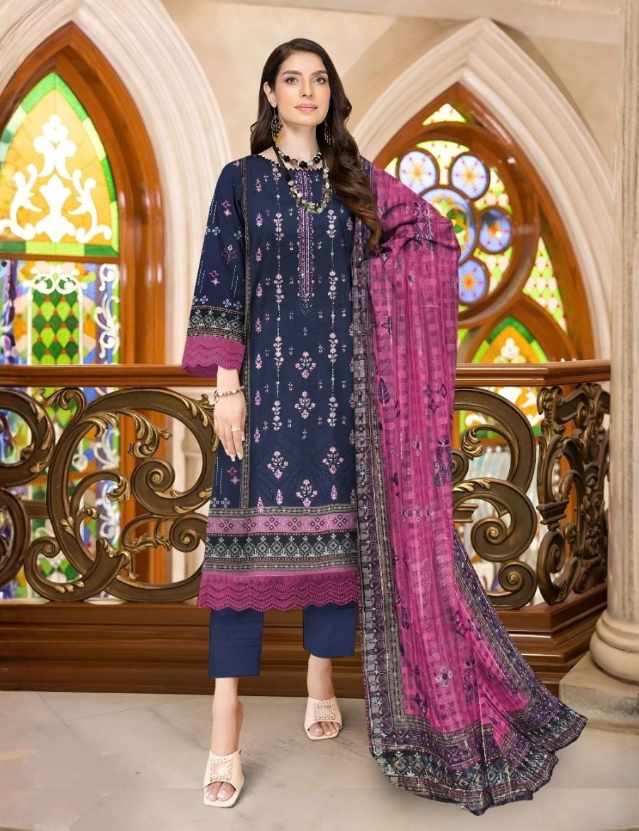 Unstitched Bareeza Printed Linen 3-Pc D#04