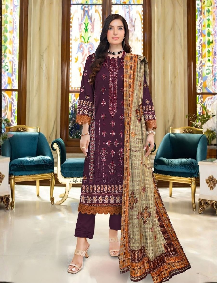 Unstitched Bareeza Printed Linen 3-Pc D#05