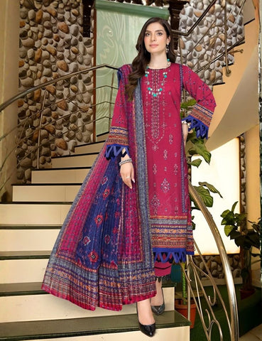 Unstitched Bareeza Printed Linen 3-Pc D#01