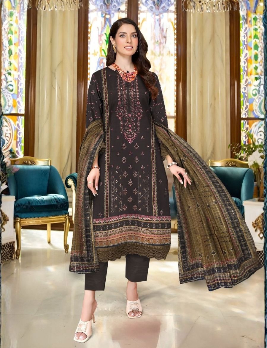 Unstitched Bareeza Printed Linen 3-Pc D#02