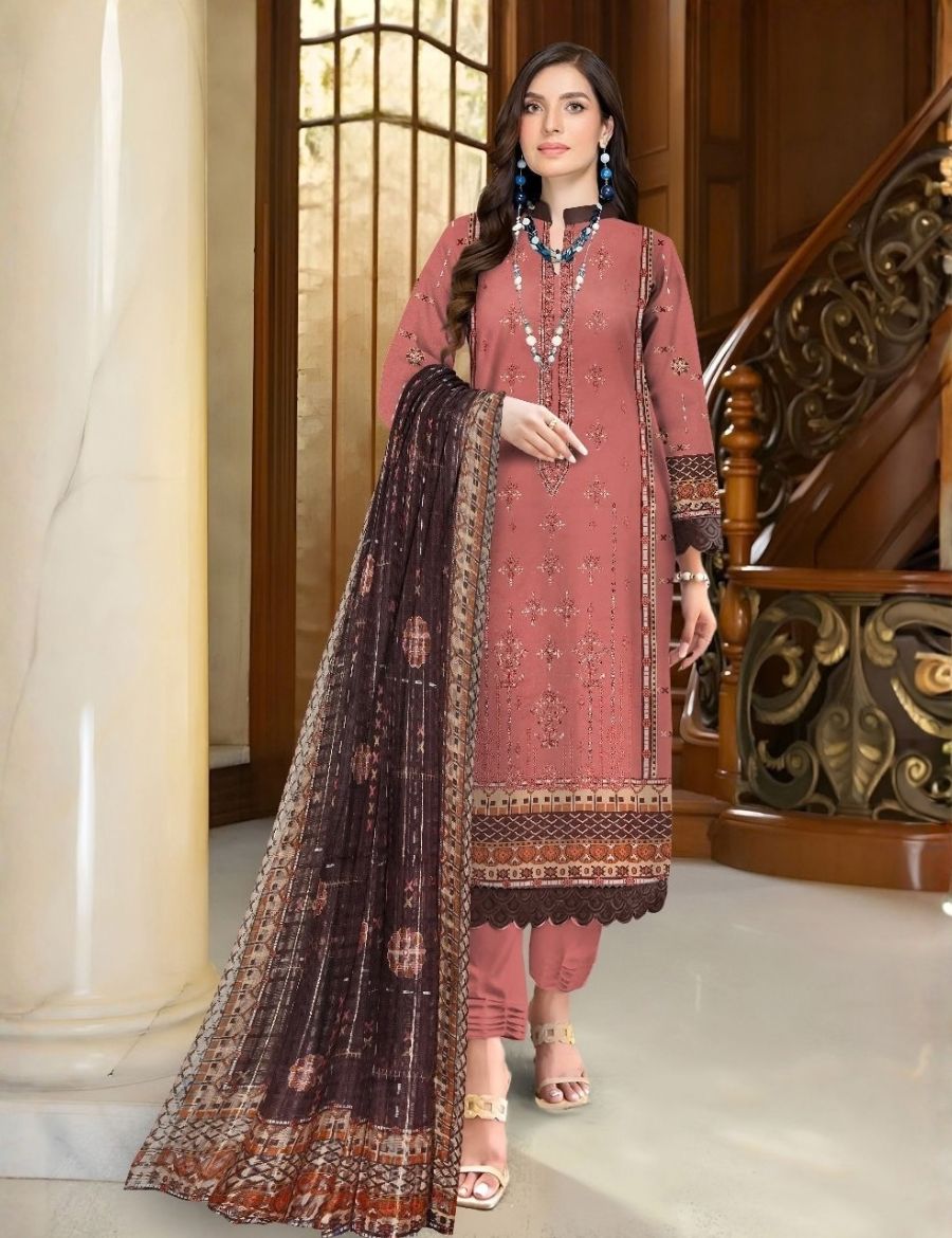 Unstitched Bareeza Printed Linen 3-Pc D#03