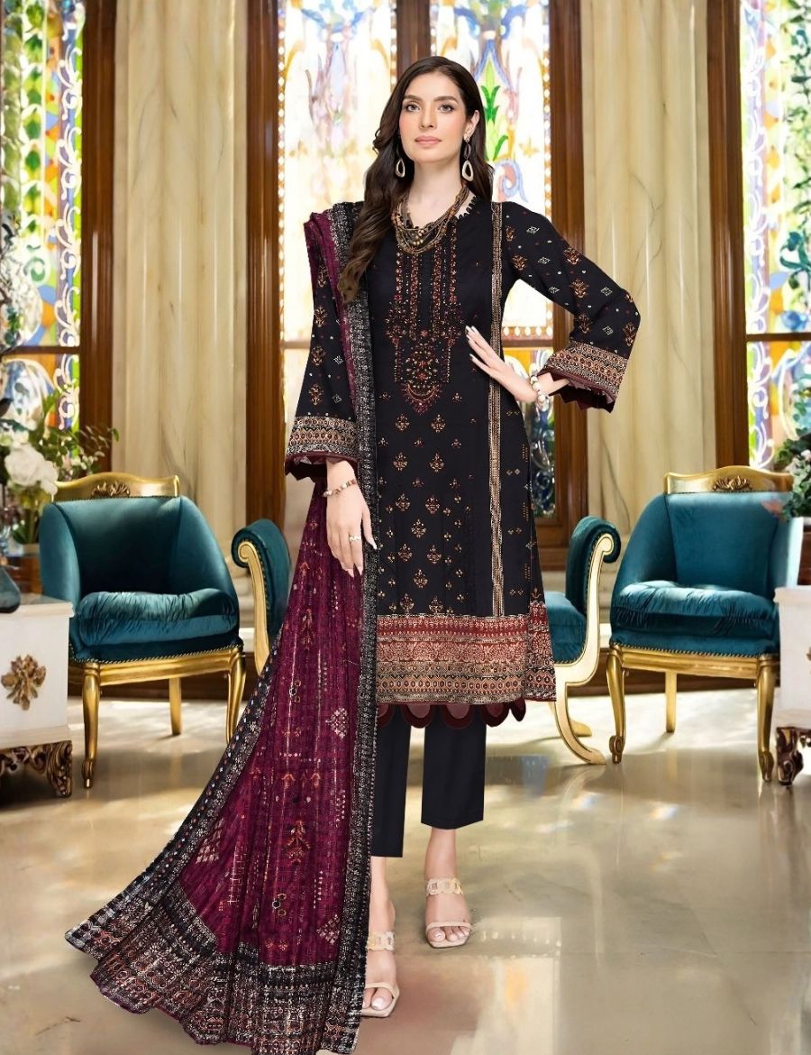 Unstitched Bareeza Printed Linen 3-Pc D#10