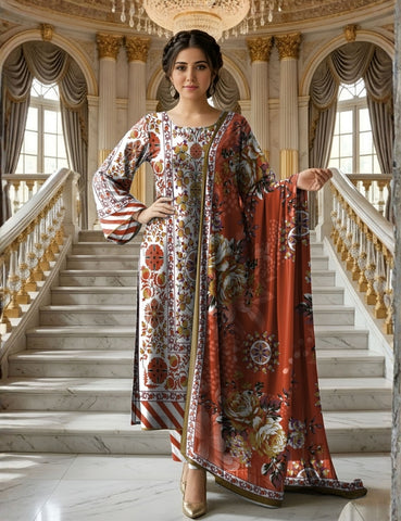 Bareeza Printed Lawn 3PC 7326