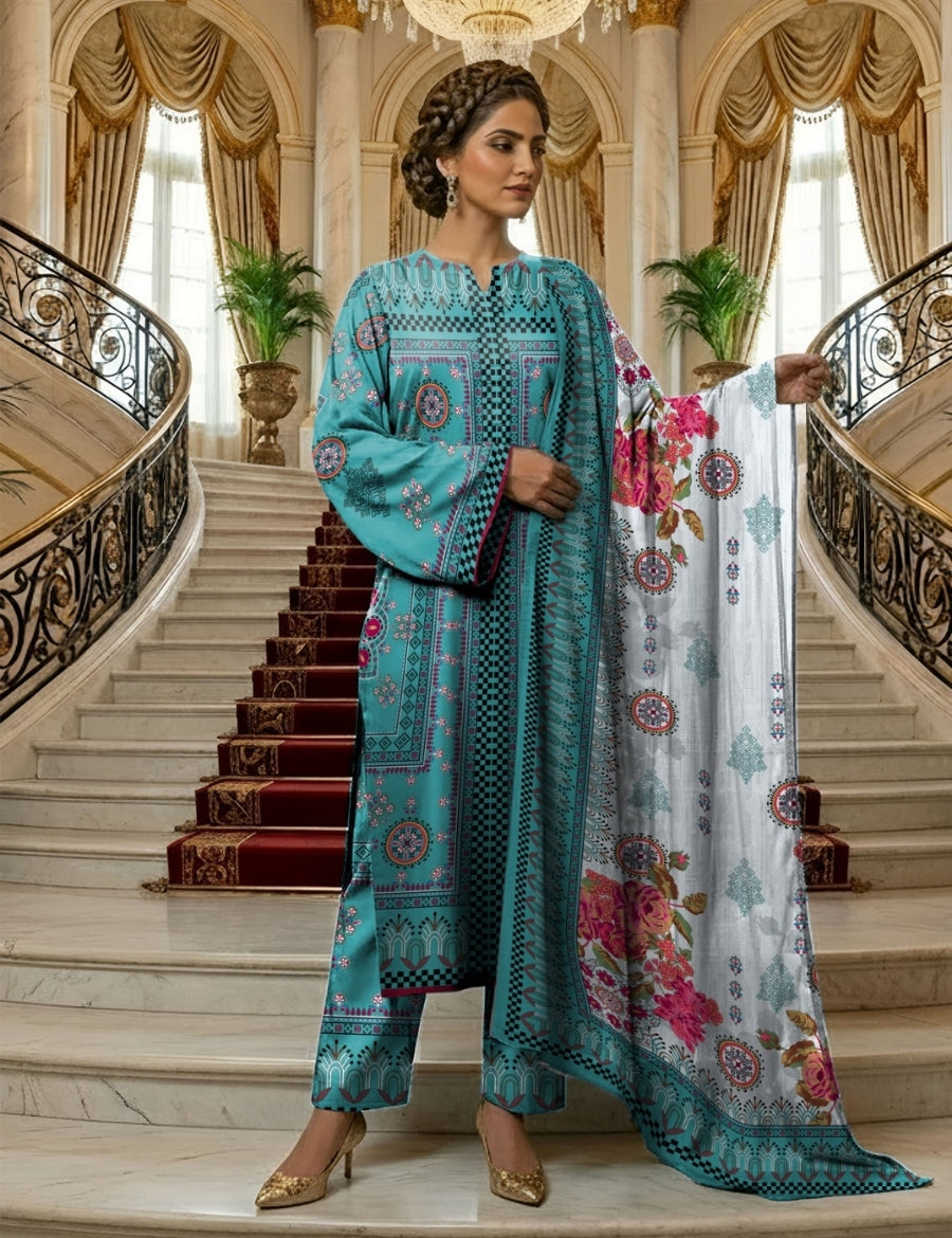 Bareeza Printed Lawn 3PC 7325