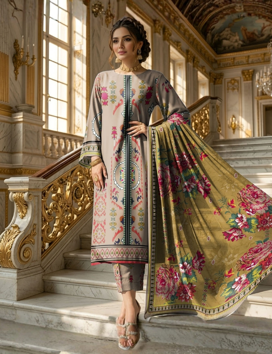 Bareeza Printed Lawn 3PC 7323