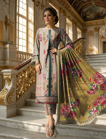 Bareeza Printed Lawn 3PC 7323