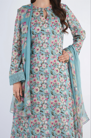 Unstitched Bareeza Print Linen 3-Pc 05