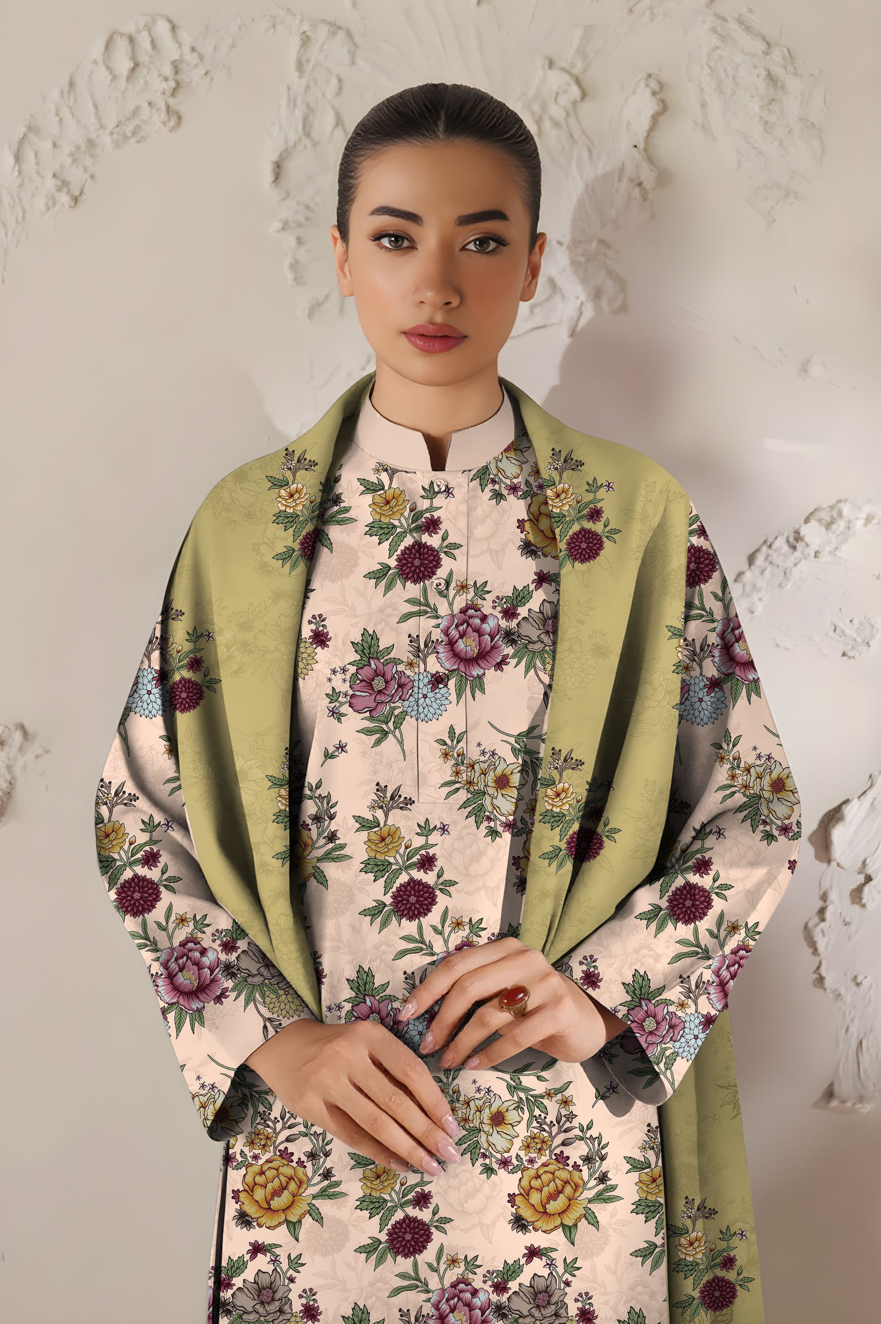 baroque 3pc unstitch khaddar