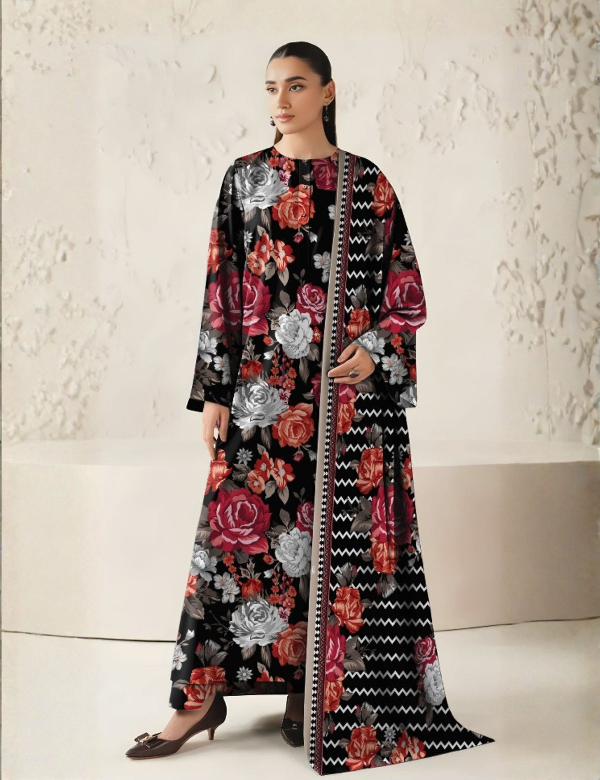 baroque 3pc unstitch khaddar
