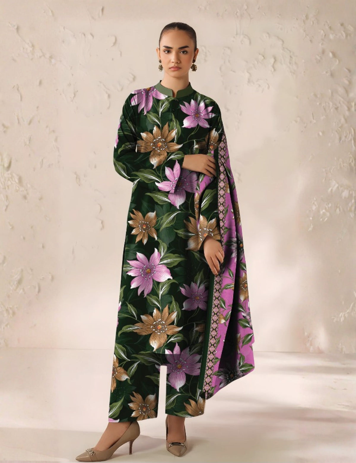 baroque 3pc unstitch khaddar
