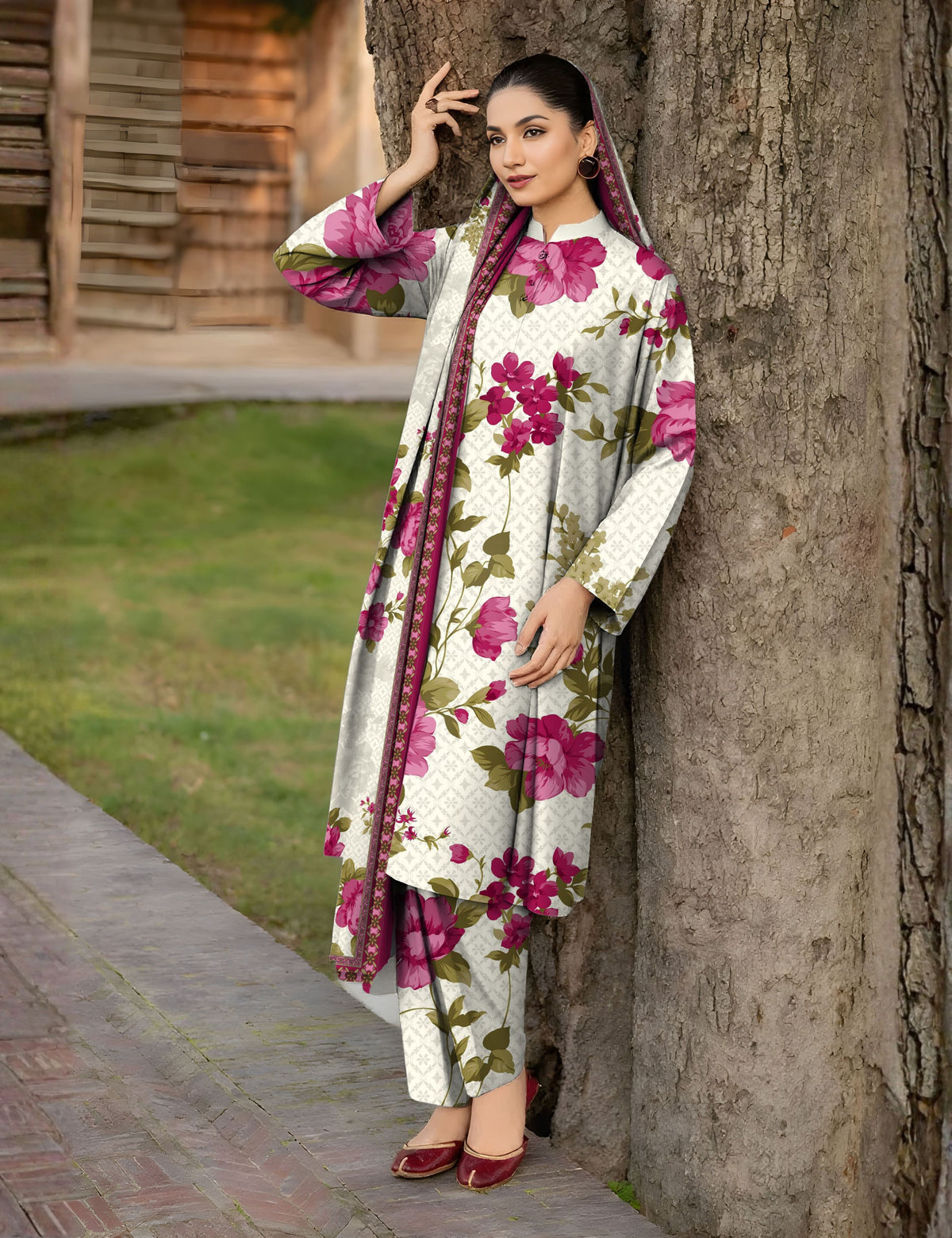 baroque 3pc unstitch khaddar