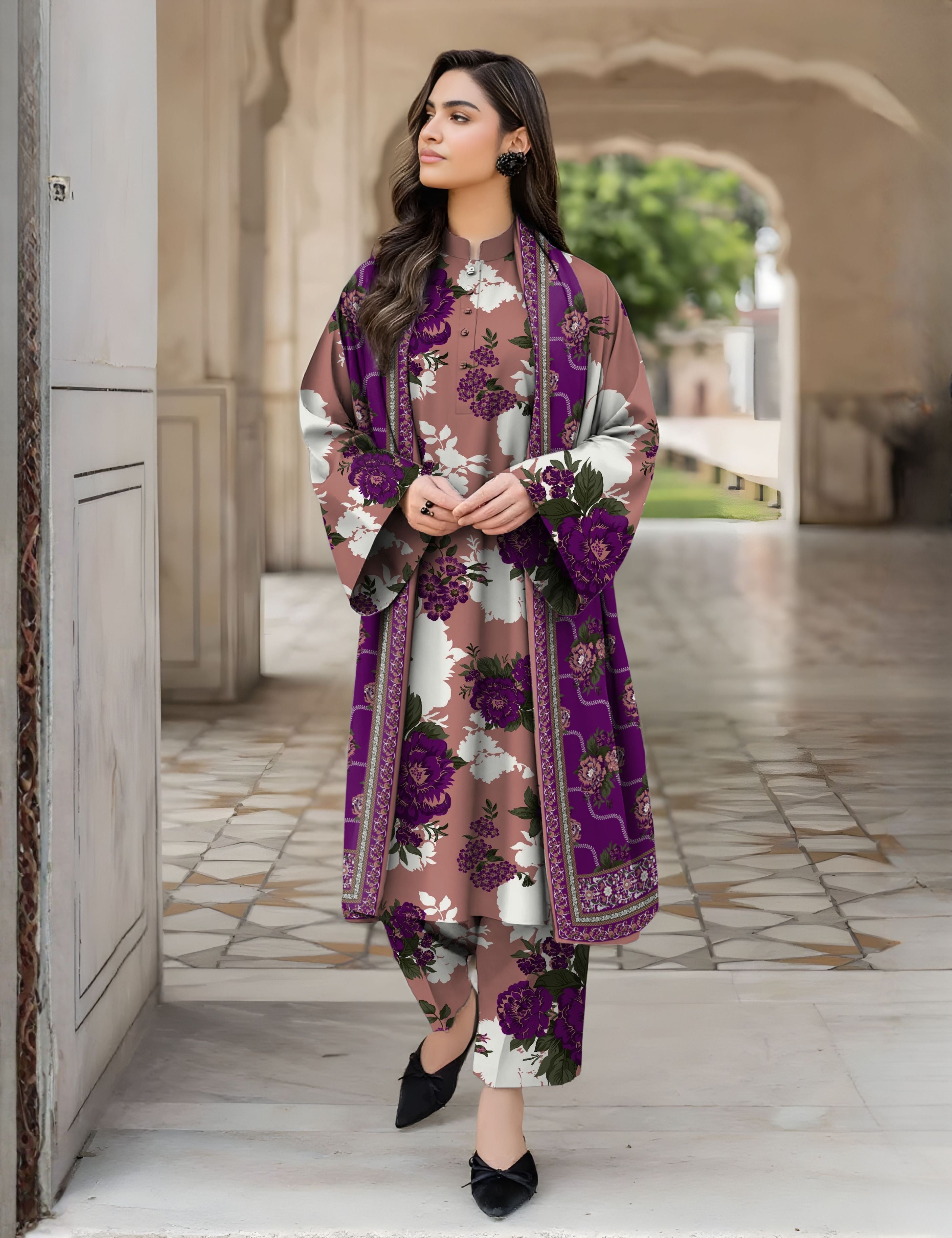 baroque 3pc unstitch khaddar