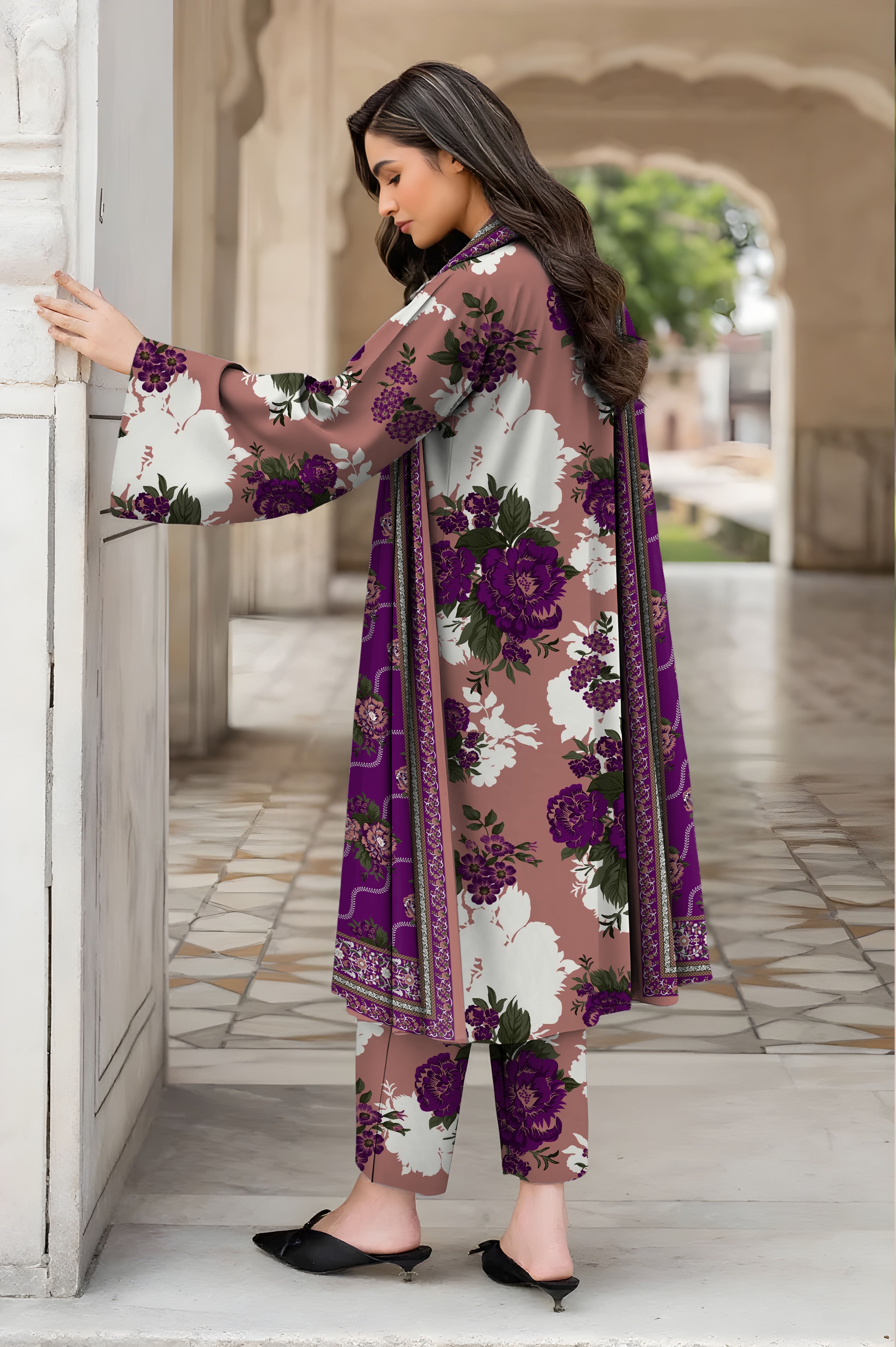 baroque 3pc unstitch khaddar
