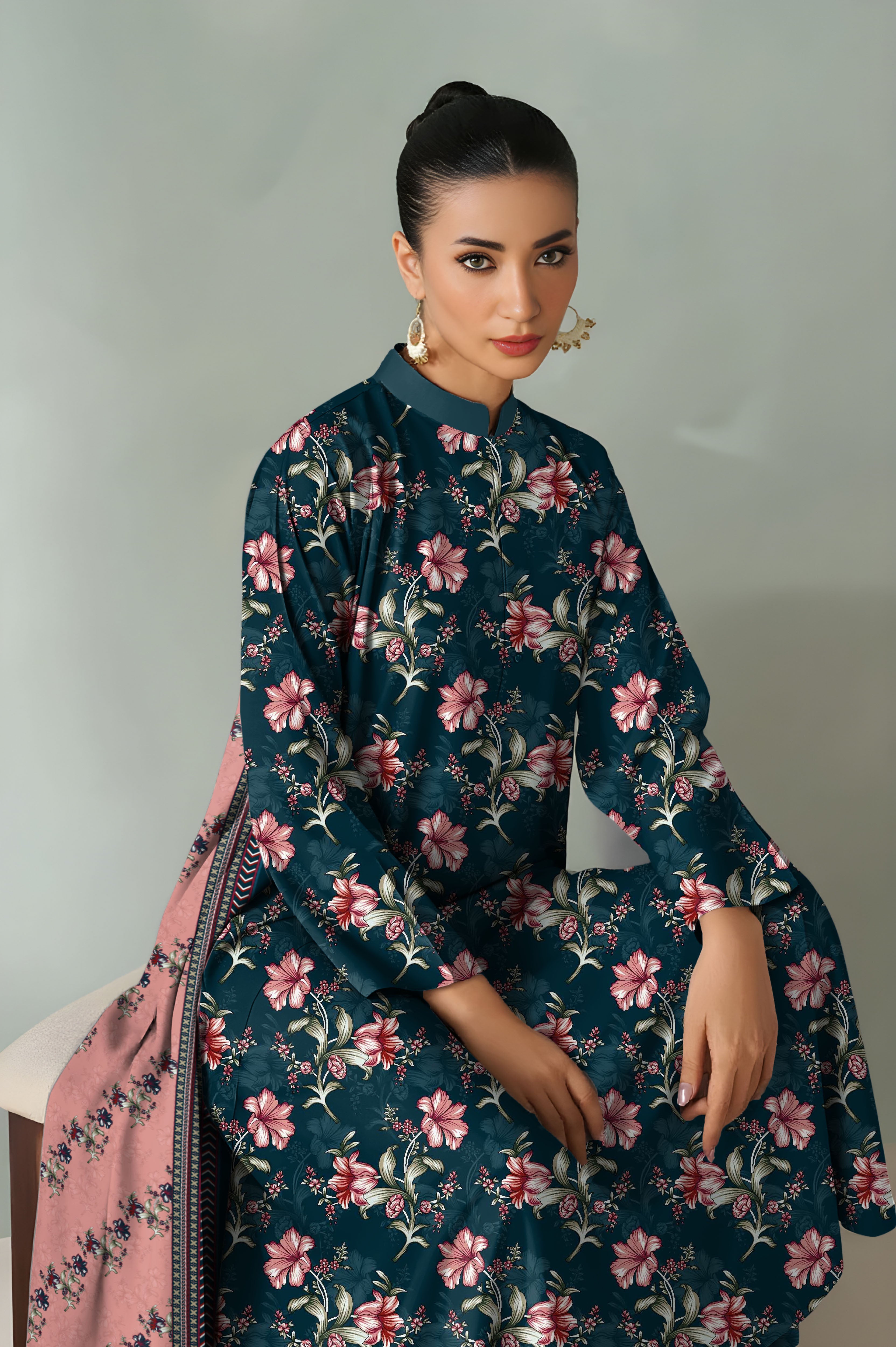 baroque 3pc unstitch khaddar
