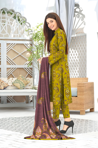 Unstitched Baroque Print Marina 3-Pc 05