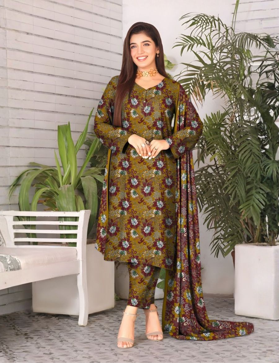 Unstitched Baroque Print Marina 3-Pc 01